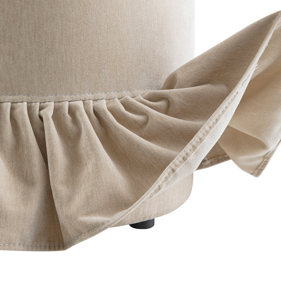 Celeste Ruffled Skirt Upholstered Storage Round Stool, Fawn Chenille - daals