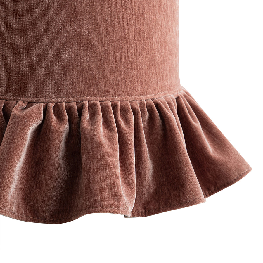 Celeste Ruffled Skirt Upholstered Storage Round Stool, Antique Rose Chenille - daals