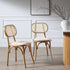 Anya Set of 2 Cane Rattan and Upholstered Dining Chairs, Light Walnut - daals