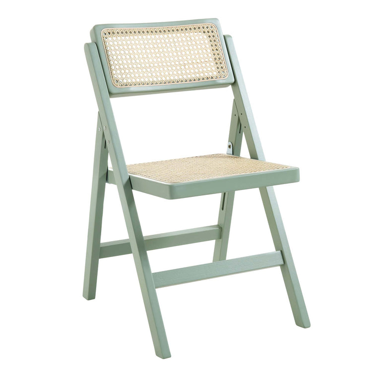 Frances Set of 2 Folding Cane Rattan Chairs, Mint | daals