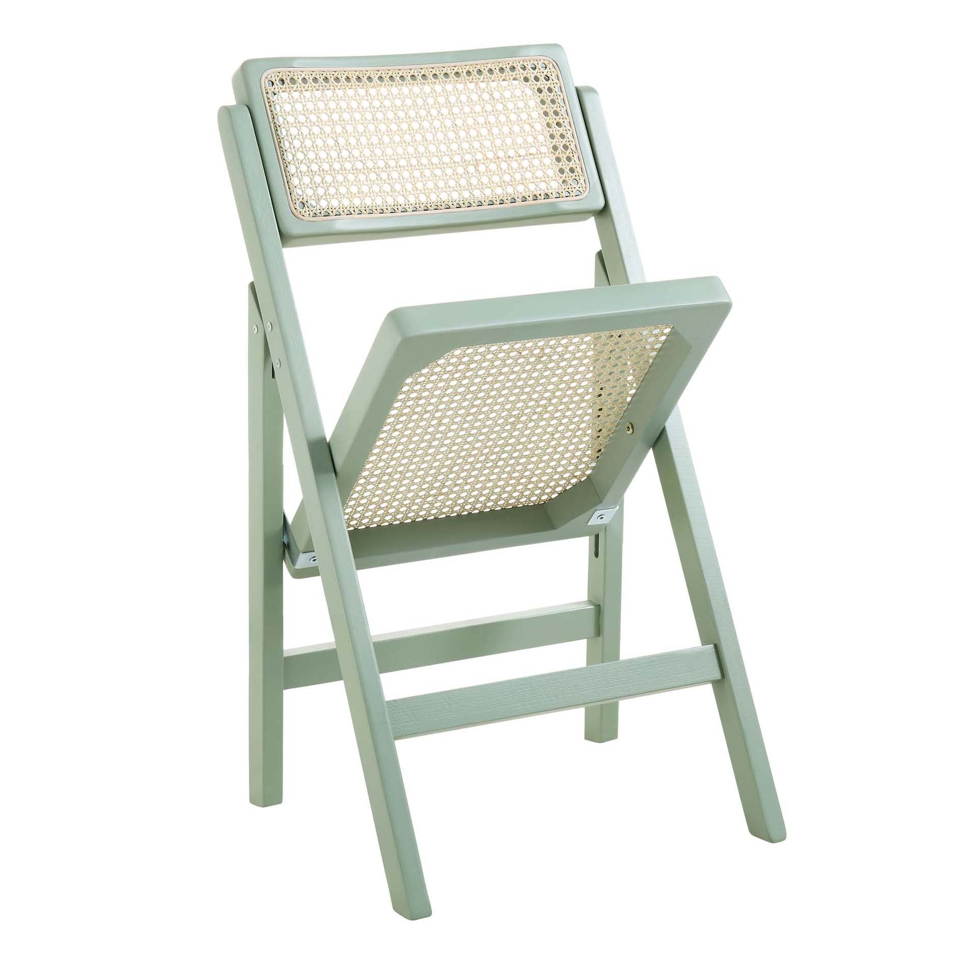 Frances Set of 2 Folding Cane Rattan Chairs, Mint