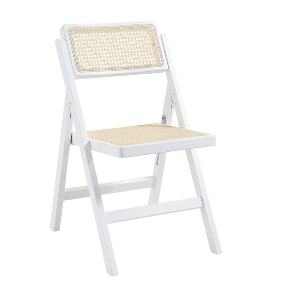 Frances Set of 2 Folding Cane Rattan Chairs, White - daals