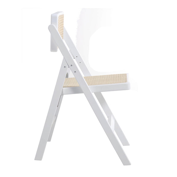 Frances Set of 2 Folding Cane Rattan Chairs, White