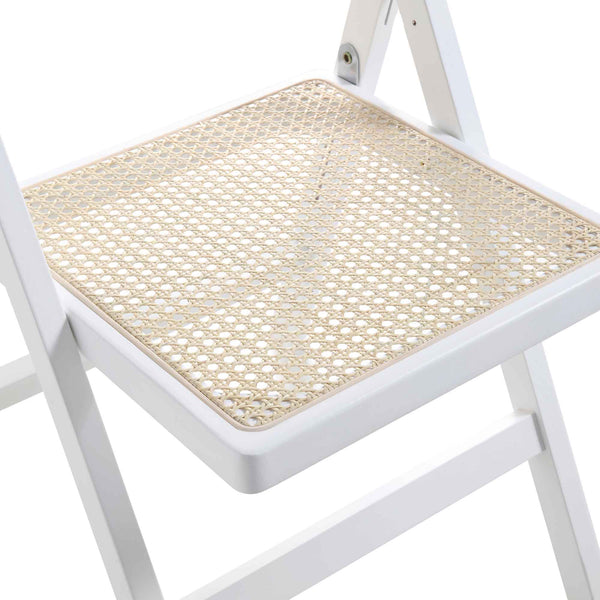 Frances Set of 2 Folding Cane Rattan Chairs, White