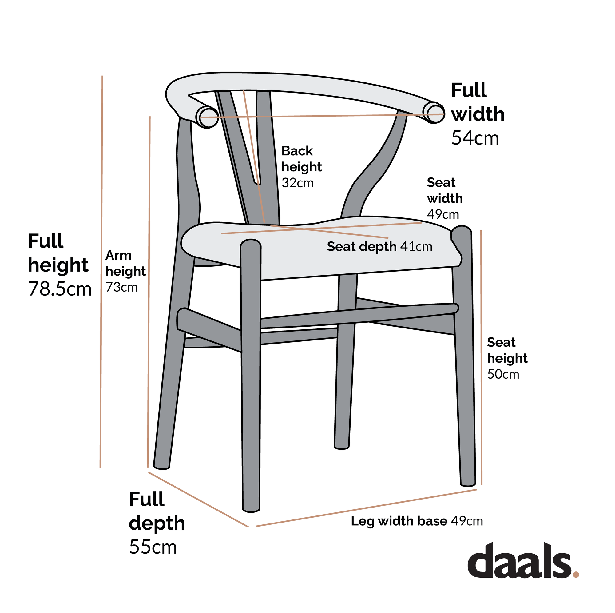 Hansel Wishbone Padded Dining Chair, Rust Velvet and Black Frame