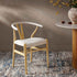 Hansel Upholstered Padded Dining Chair, Beige Fabric and Natural Frame - daals