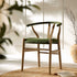 Hansel Upholstered Padded Dining Chair, Moss Green Velvet and Light Walnut Frame - daals