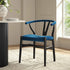 Hansel Upholstered Padded Dining Chair, Blue Velvet and Black Frame - daals