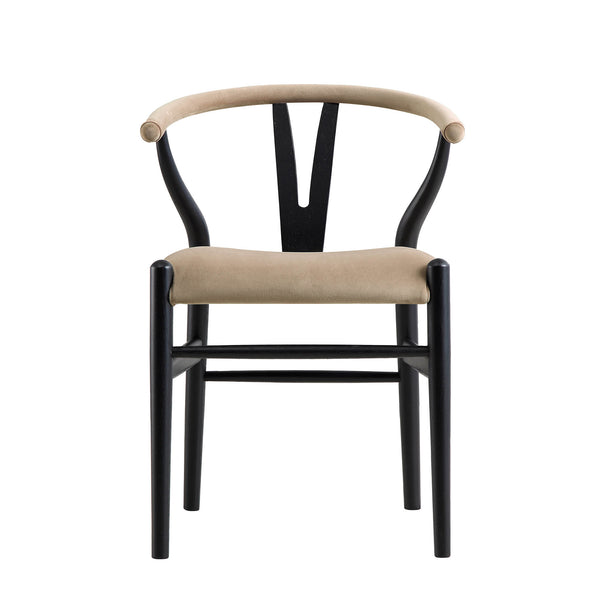 Hansel Padded Dining Chair, Taupe Velvet and Black Frame