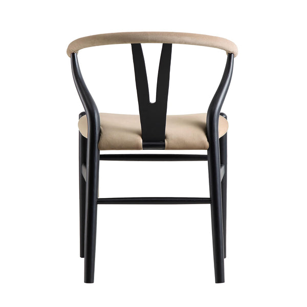 Hansel Padded Dining Chair, Taupe Velvet and Black Frame