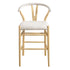 Hansel Upholstered Counter Stool, Beige Fabric and Natural Frame - daals