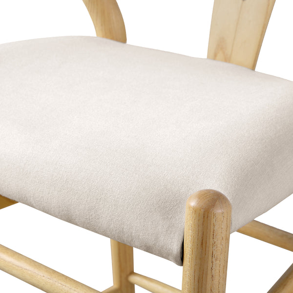 Hansel Upholstered Counter Stool, Beige Fabric and Natural Frame