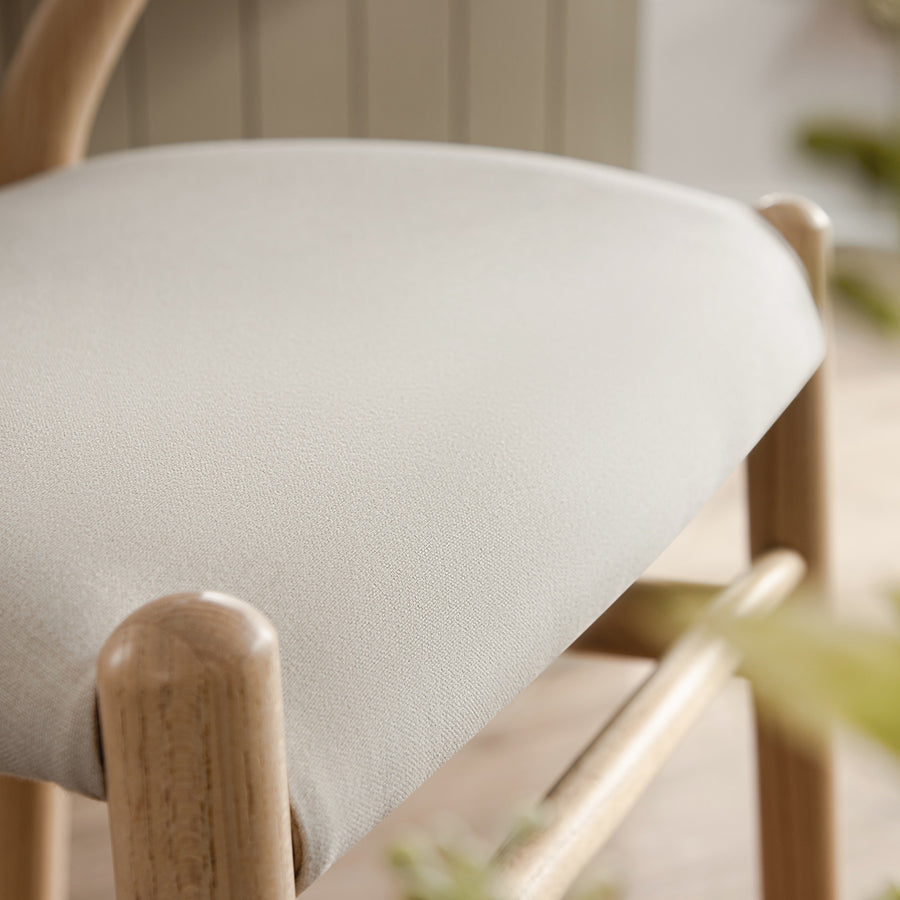 Hansel Upholstered Counter Stool, Beige Fabric and Natural Frame - daals