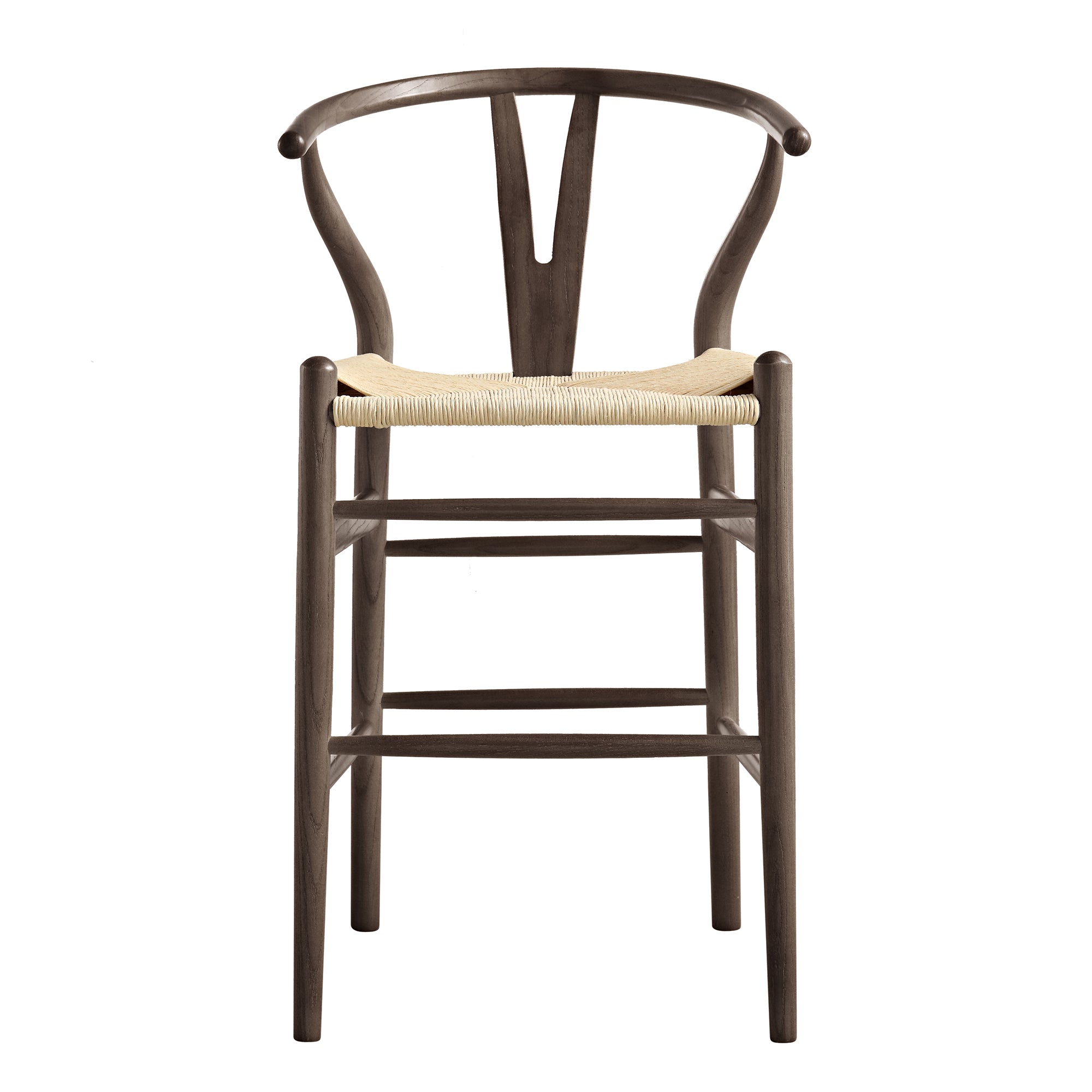 Hansel Wooden Natural Weave Counter Stool, Dark Walnut Colour Frame | daals