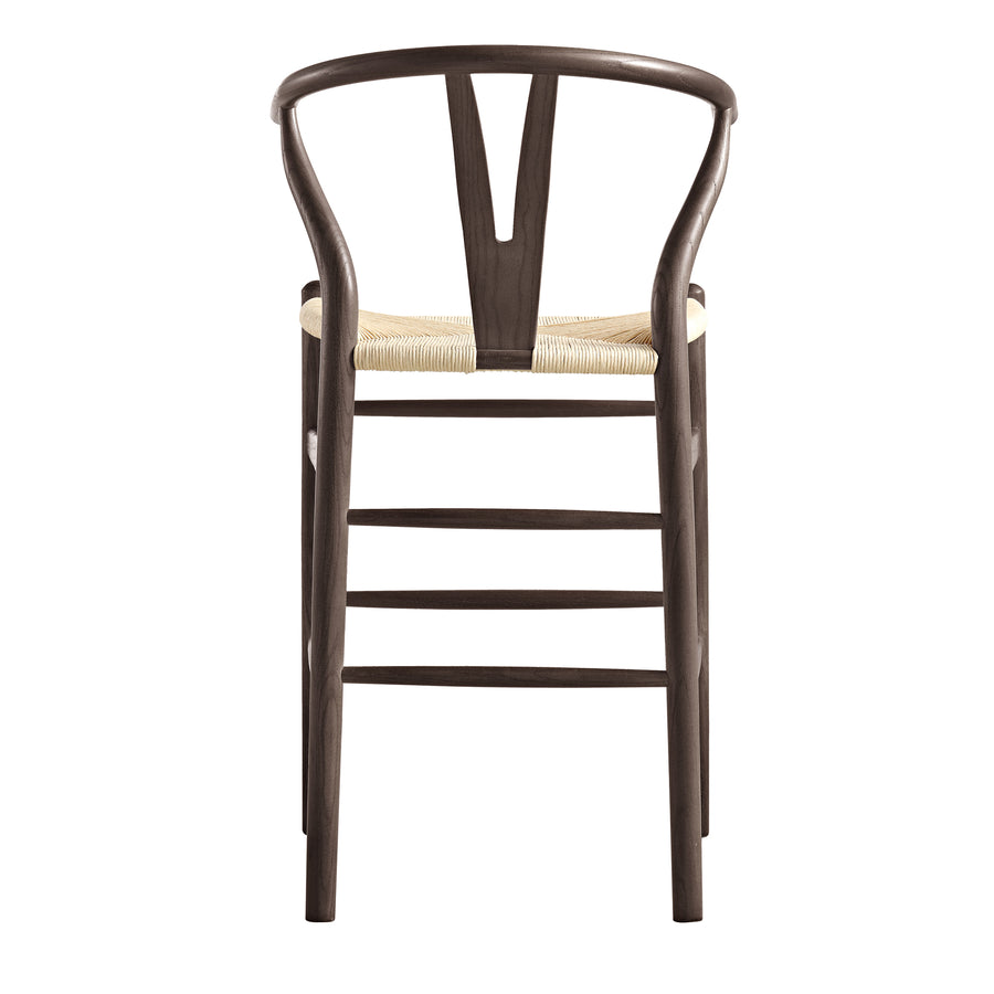 Hansel Wooden Natural Weave Counter Stool, Dark Walnut Colour Frame