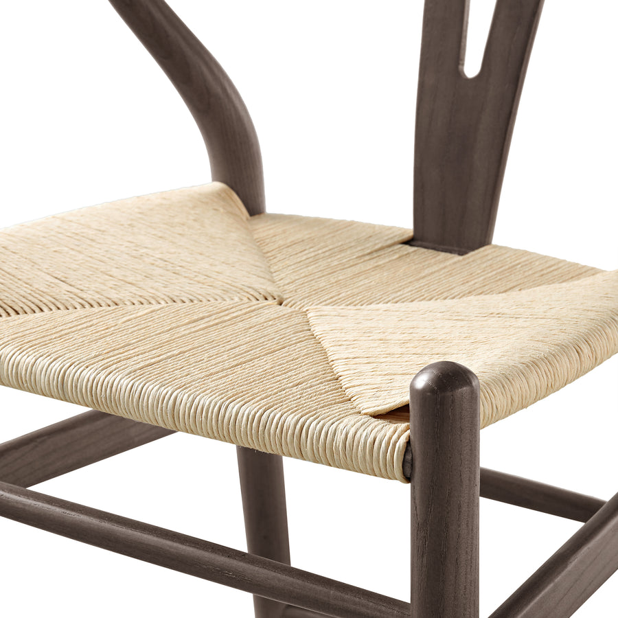 Hansel Wooden Natural Weave Counter Stool, Dark Walnut Colour Frame