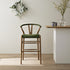 Hansel Upholstered Counter Stool, Moss Green Velvet and Light Walnut Frame - daals