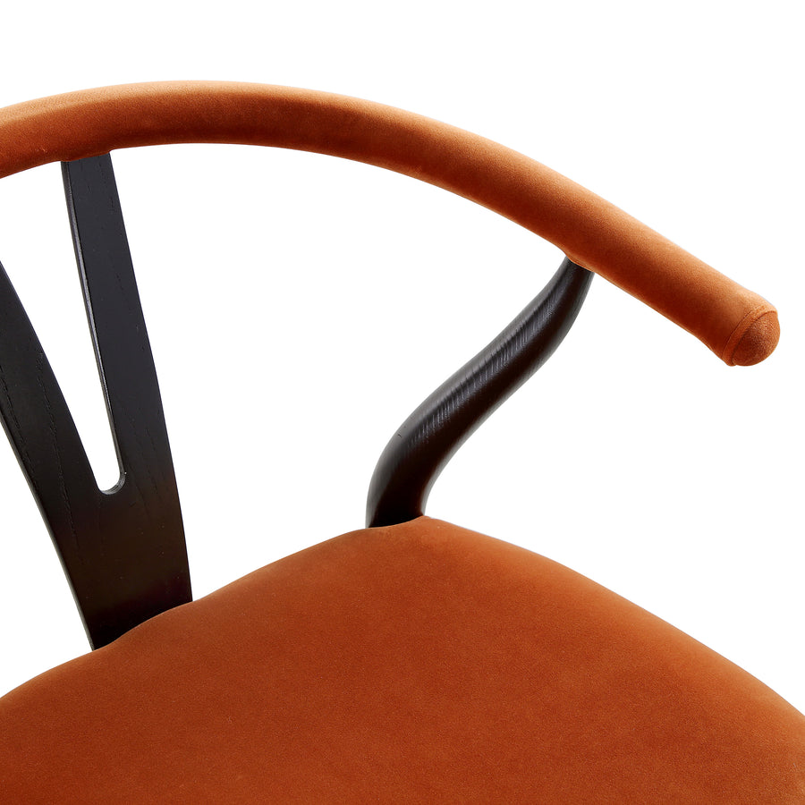 Hansel Upholstered Counter Stool, Rust Velvet and Black Frame