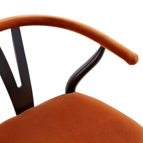 Hansel Upholstered Counter Stool, Rust Velvet and Black Frame