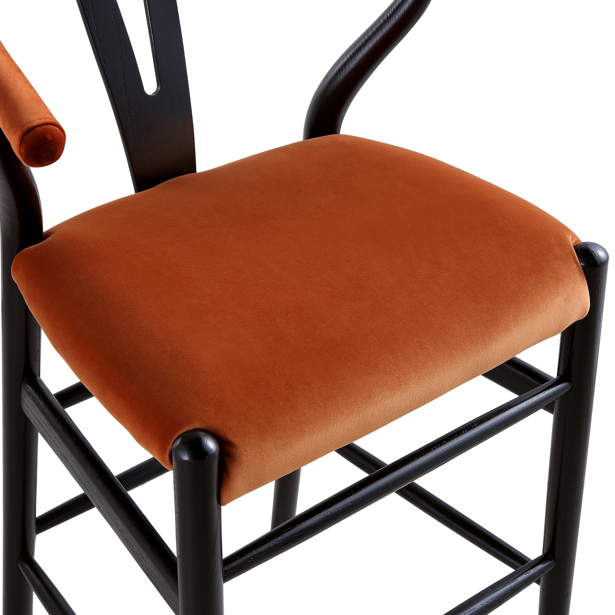 Rust Counter Chair Hansel Upholstered Counter Stool, Rust Velvet and Black Frame | daals