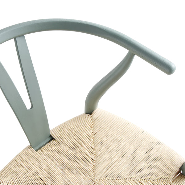 Hansel Wooden Natural Weave Counter Stool, Sage Green Frame