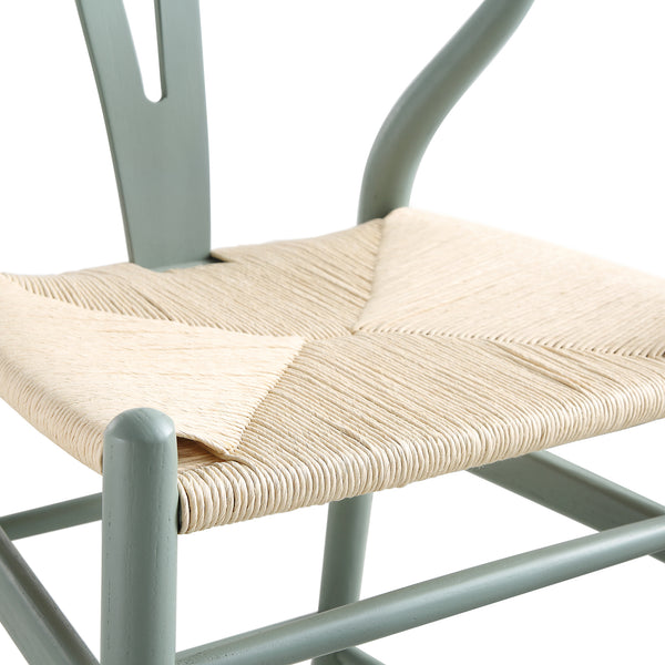 Hansel Wooden Natural Weave Counter Stool, Sage Green Frame