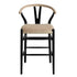 Hansel Upholstered Counter Stool, Taupe Velvet and Black Frame - daals
