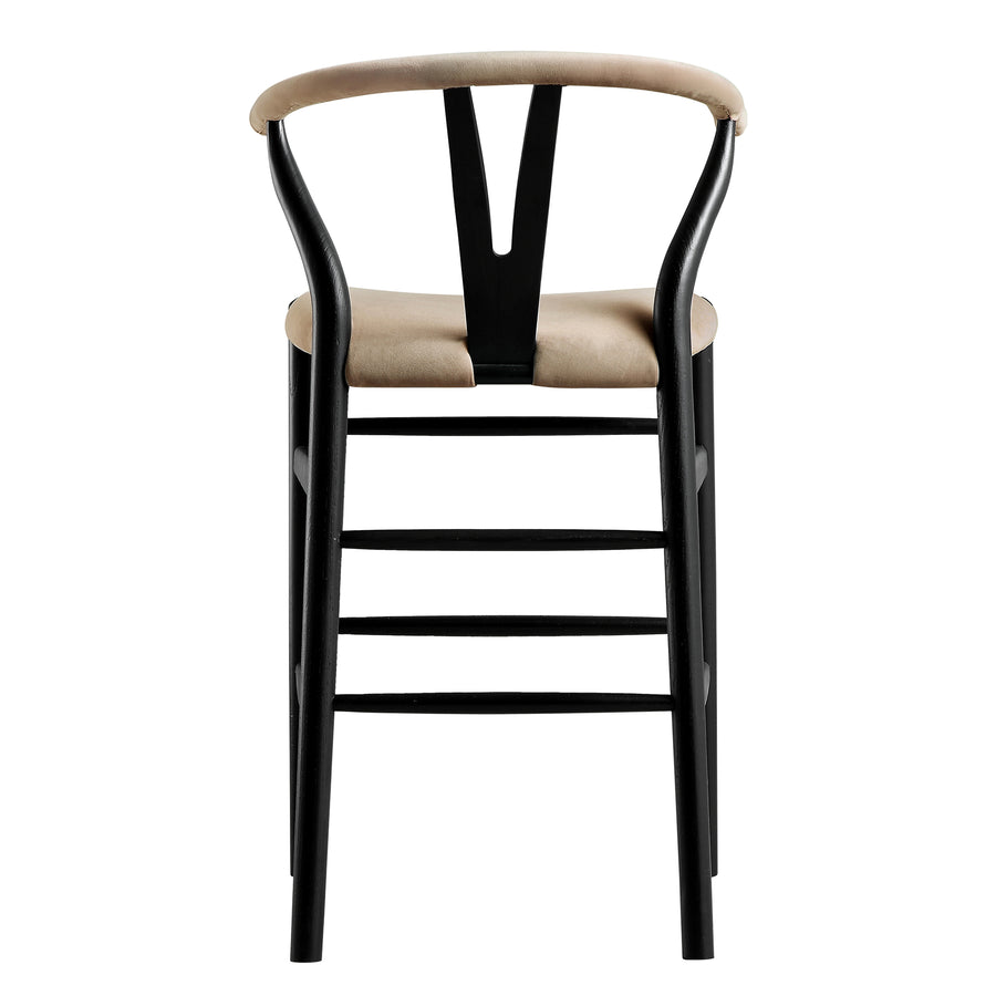 Hansel Upholstered Counter Stool, Taupe Velvet and Black Frame
