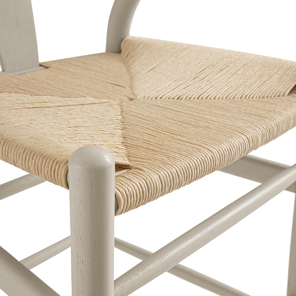 Hansel Wooden Natural Weave Counter Stool, Light Taupe Colour Frame