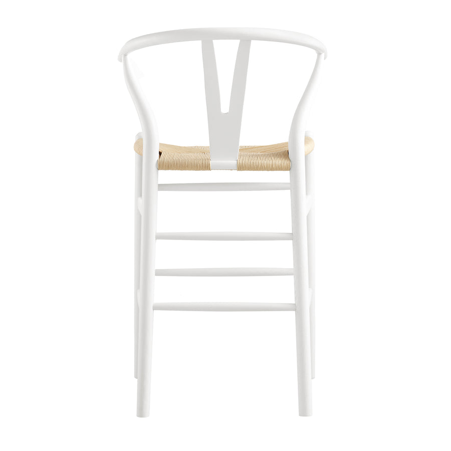 Hansel Wooden Natural Weave Counter Stool, White Frame