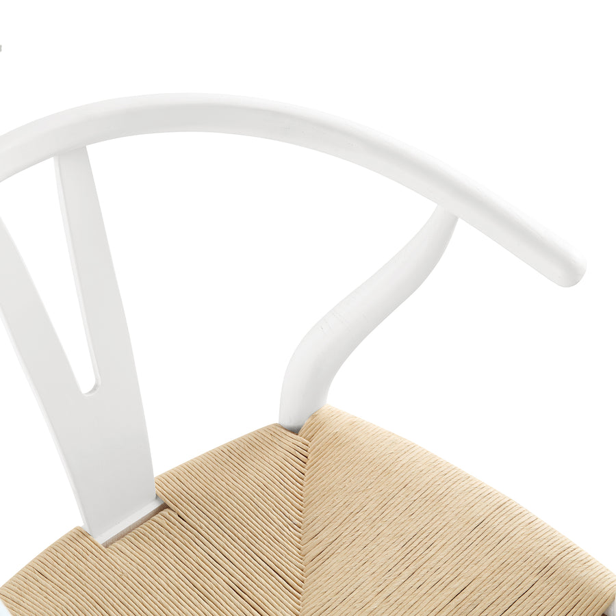 Hansel Wooden Natural Weave Counter Stool, White Frame
