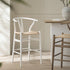 Hansel Wooden Natural Weave Counter Stool, White Frame - daals