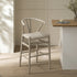 Hansel Counter Stool, Taupe Frame with Oatmeal Fabric Seat - daals