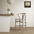 Hansel Counter Stool, Weathered Elm Frame with Light Grey Faux Leather Seat - daals