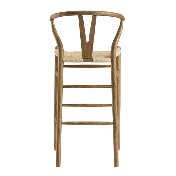 Hansel Wooden Natural Weave Bar Stool, Light Walnut Colour Frame