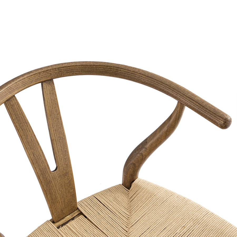 Hansel Wooden Natural Weave Bar Stool, Light Walnut Colour Frame