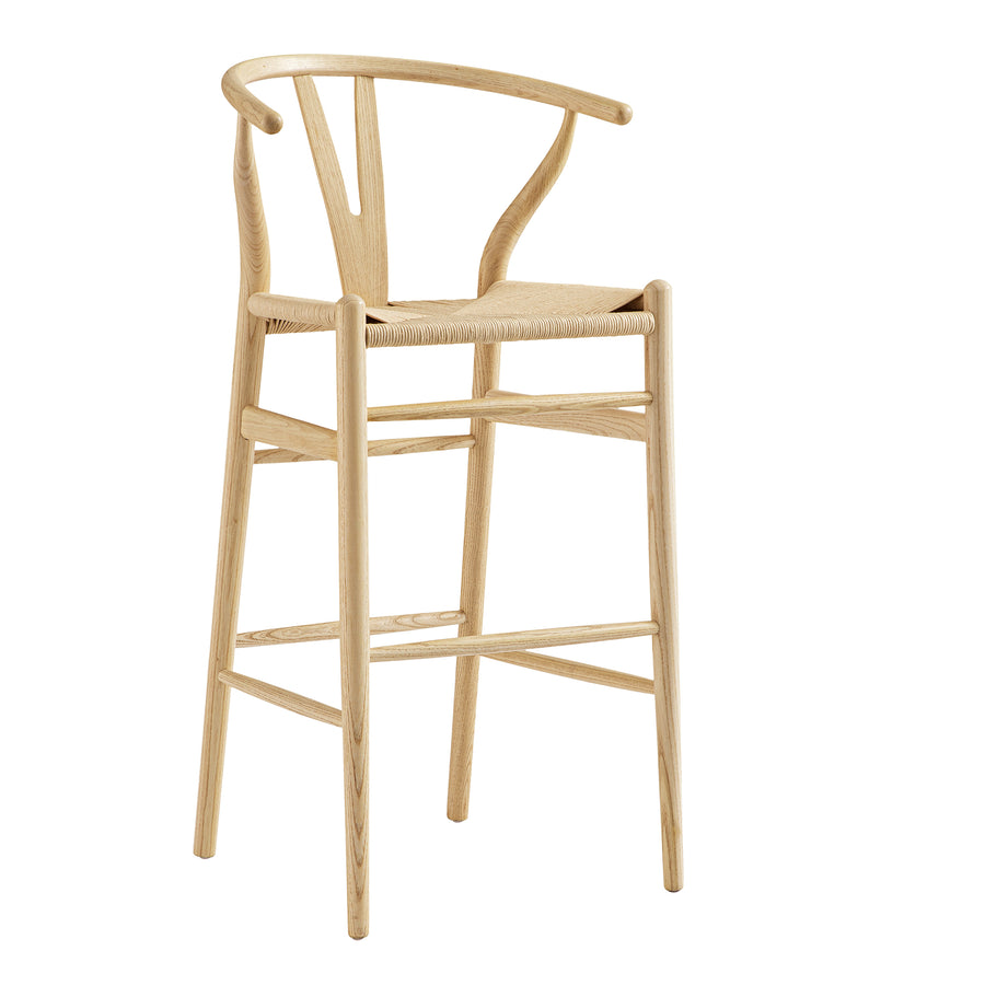 Hansel Wooden Natural Weave Bar Stool, Natural Frame - daals