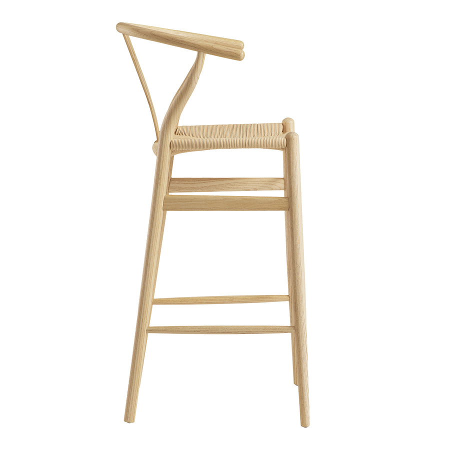 Hansel Wooden Natural Weave Bar Stool, Natural Frame - daals