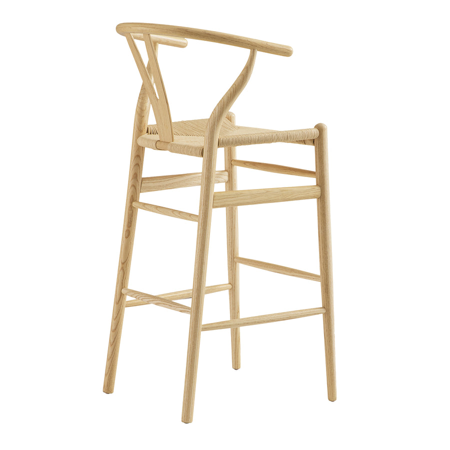 Hansel Wooden Natural Weave Bar Stool, Natural Frame - daals