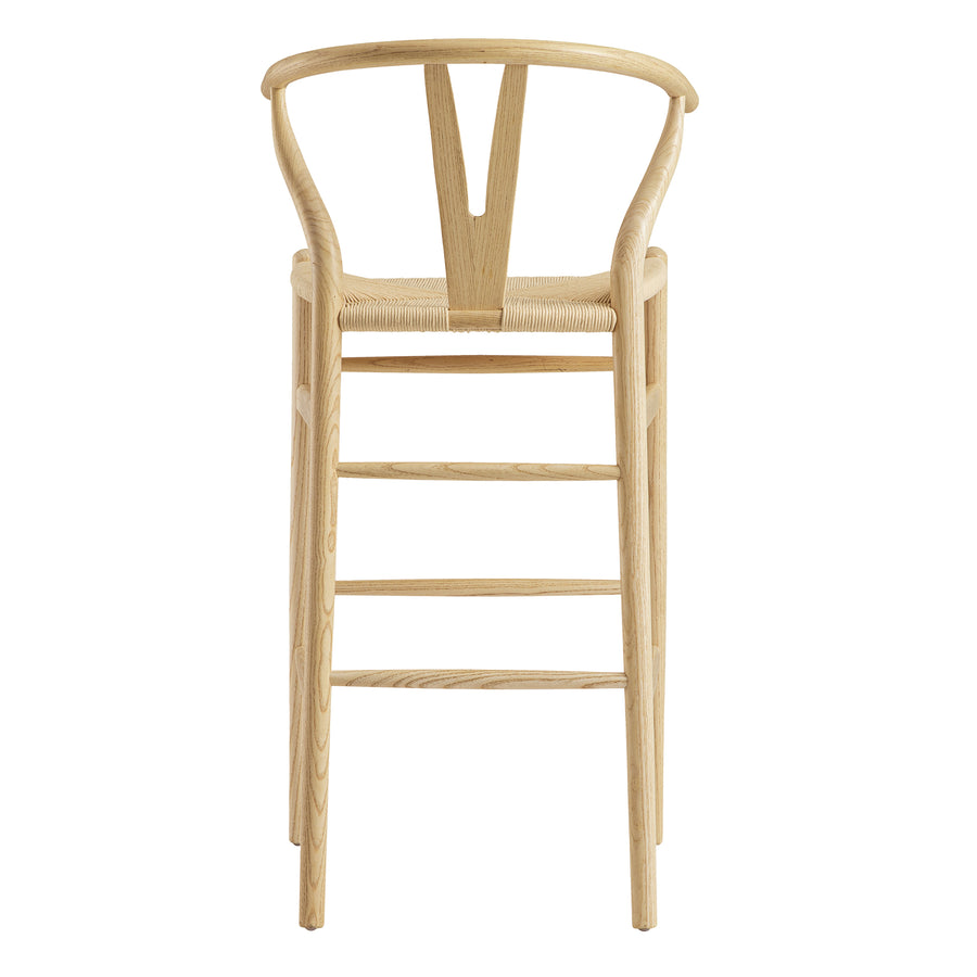 Hansel Wooden Natural Weave Bar Stool, Natural Frame - daals