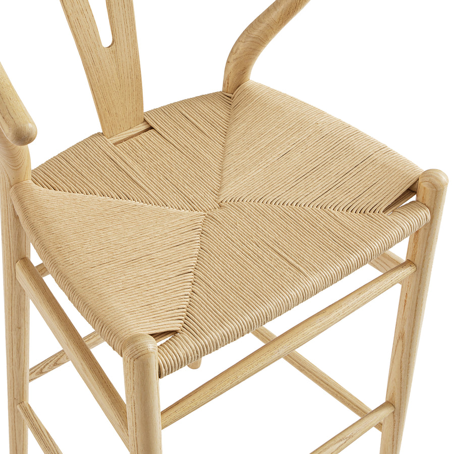 Hansel Wooden Natural Weave Bar Stool, Natural Frame - daals
