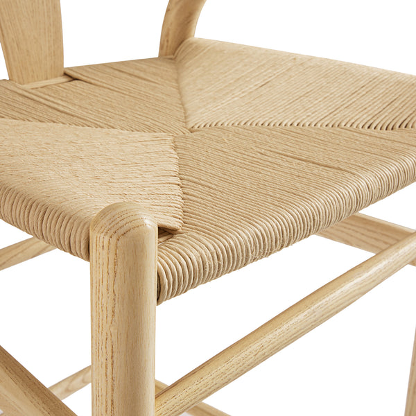 Hansel Wooden Natural Weave Bar Stool, Natural Frame