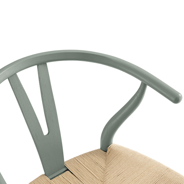 Hansel Wooden Natural Weave Bar Stool, Sage Green Frame - daals