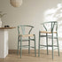 Hansel Wooden Natural Weave Bar Stool, Sage Green Frame - daals