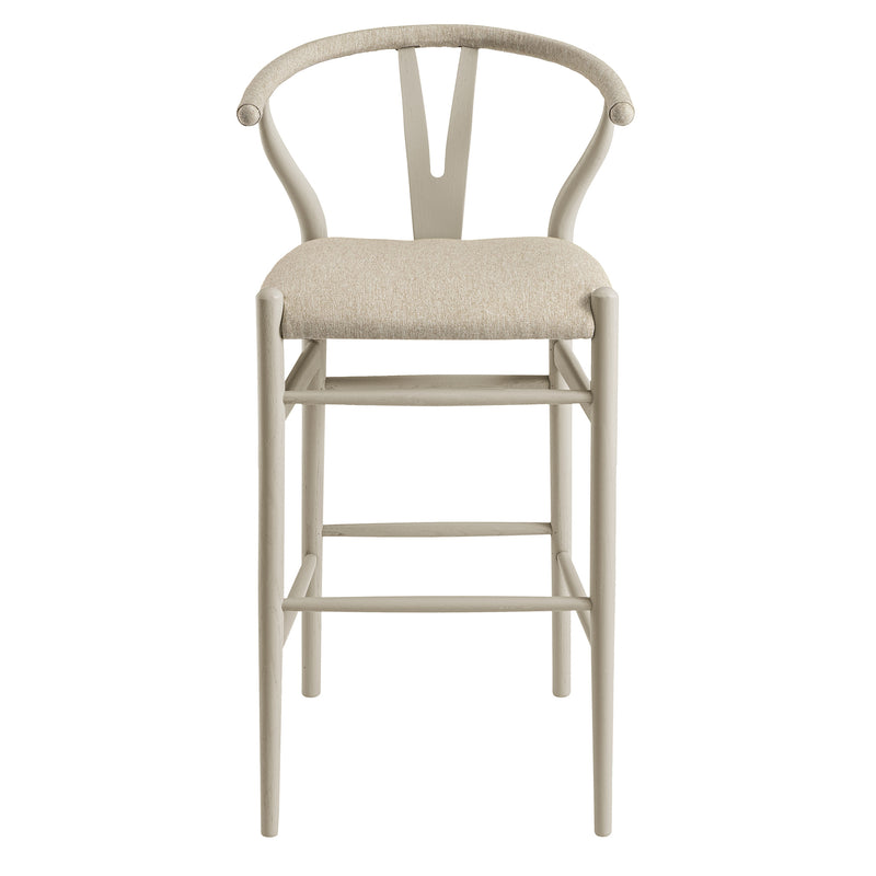 Hansel Bar Stool, Taupe Frame with Oatmeal Fabric Seat - daals