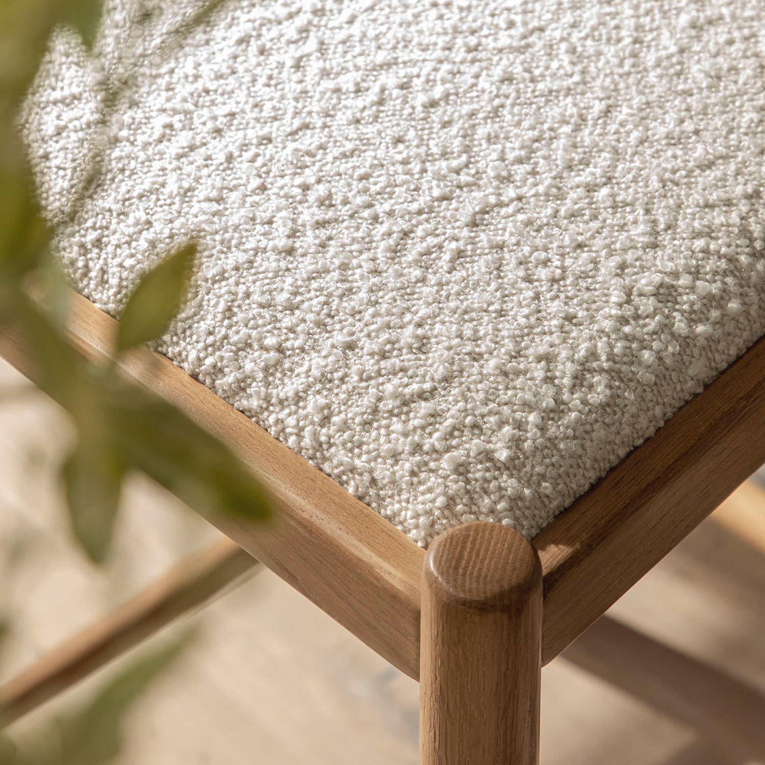 Tama Counter Stool, Ecru Boucle | Natural Oak Frame