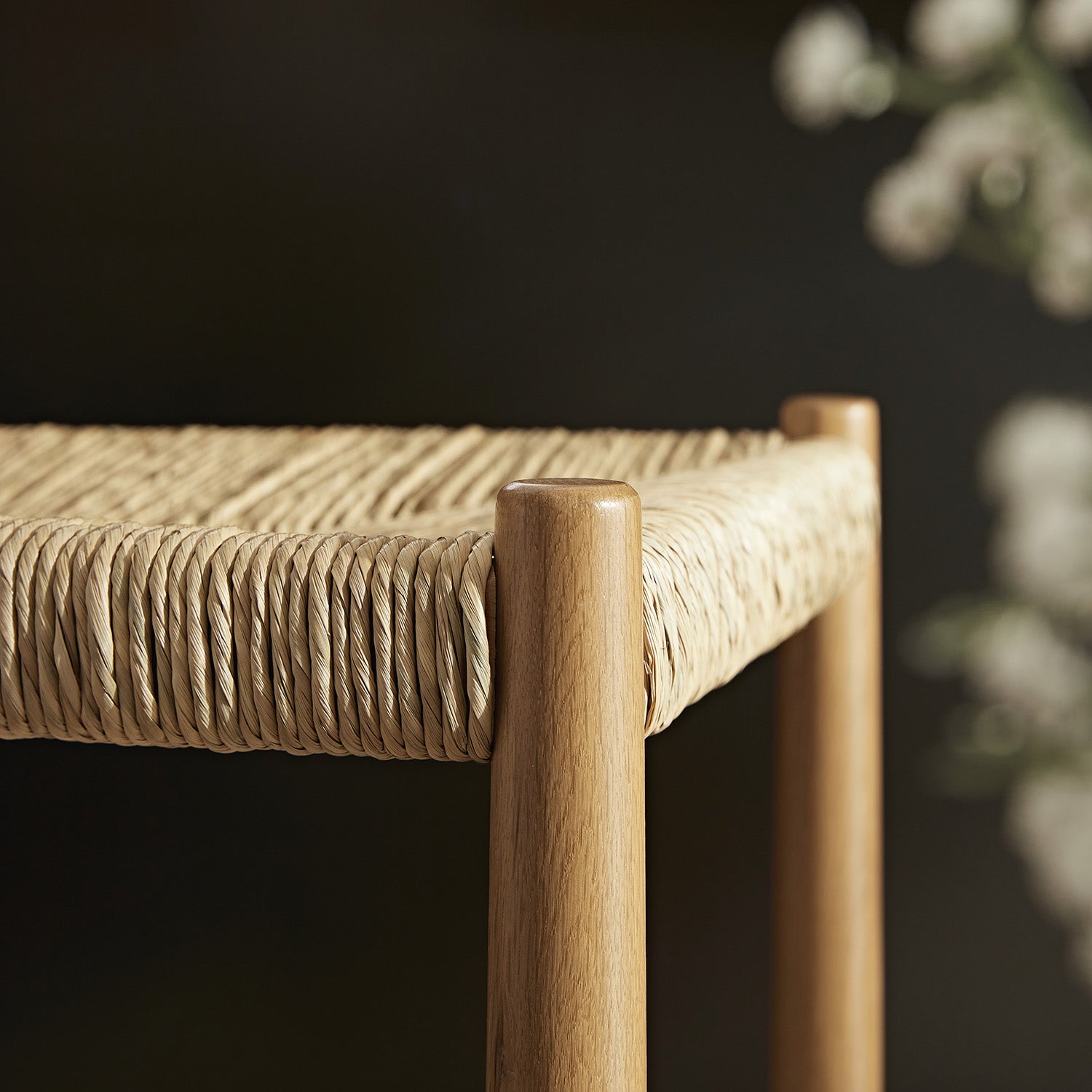 Tama Counter Stool, Woven Seagrass | Natural Oak Frame
