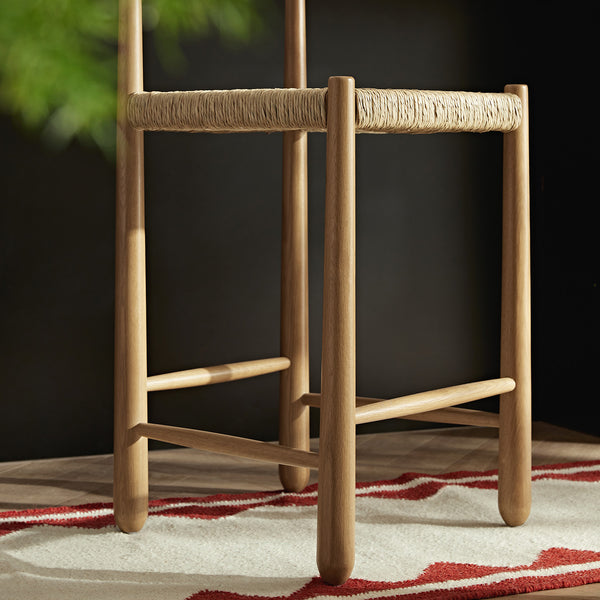 Tama Counter Stool, Woven Seagrass | Natural Oak Frame
