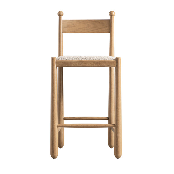 Tama Counter Stool, Light Taupe Boucle | Natural Oak Frame - daals