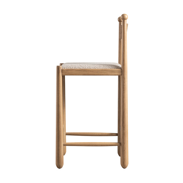 Tama Counter Stool, Light Taupe Boucle | Natural Oak Frame